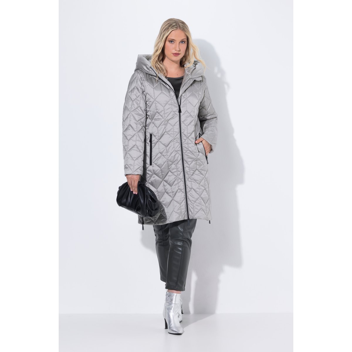 Manteau technique matelassé HYPAR à capuche gris moyen, ULLA POPKEN
