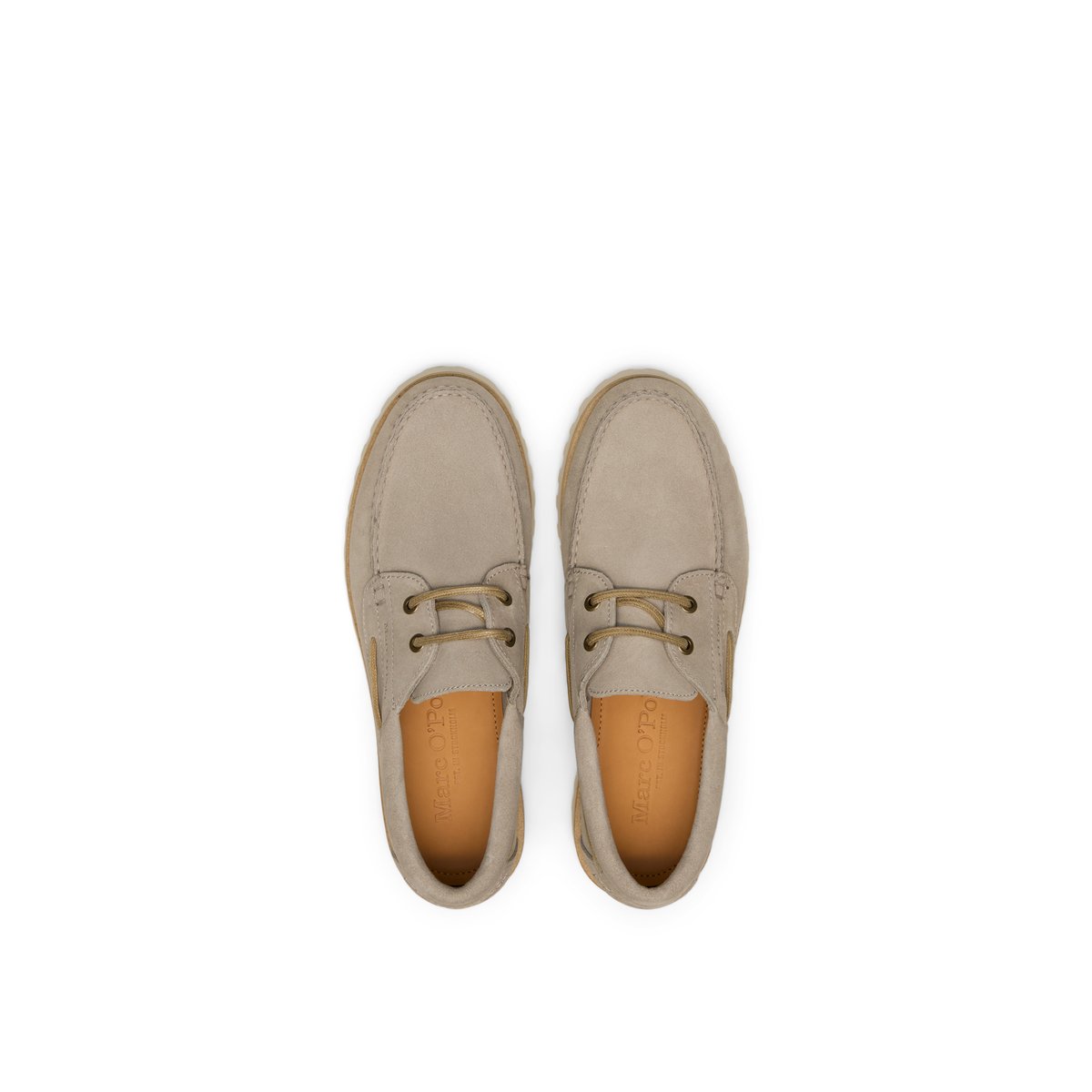 Chaussure bateau modèle Levi en cuir velours doux beige, MARC O'POLO