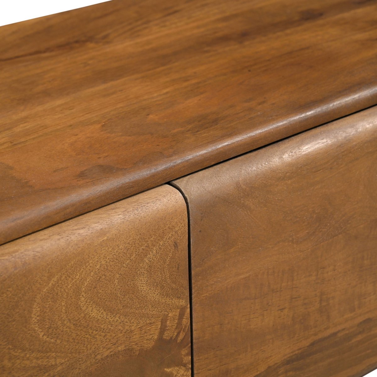 Meuble tv 2 portes en bois massif L140cm- SIRA bois foncé, DRAWER