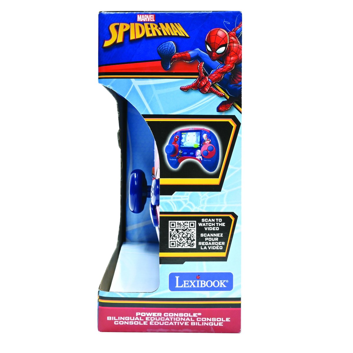 Power Console® SpiderMan,console de jeux éducative bilingue français-anglais bleu, LEXIBOOK