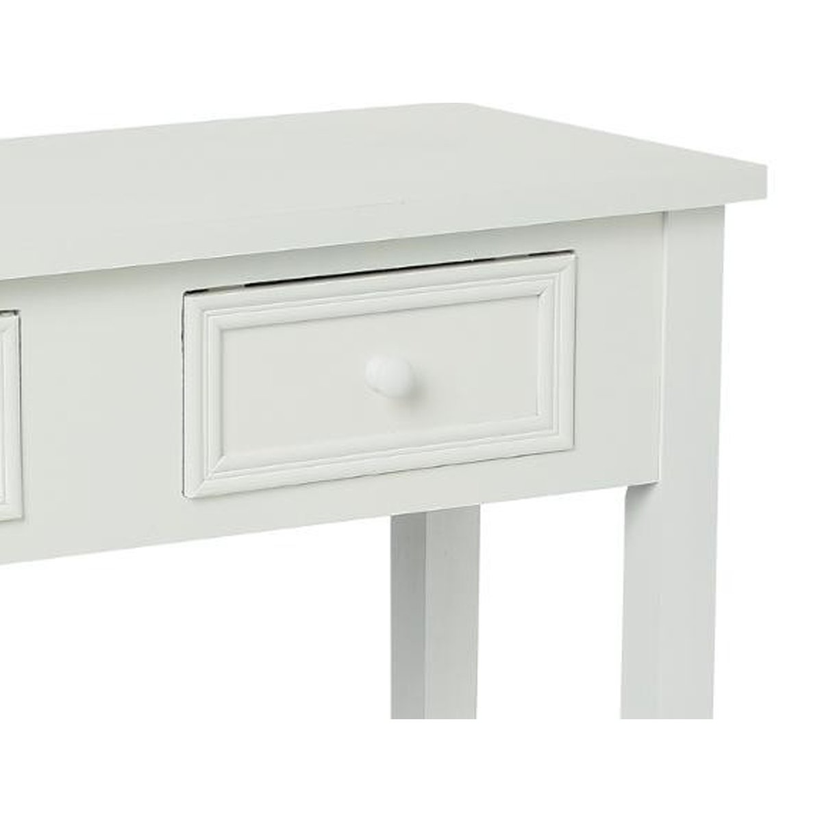 Console 2 tiroirs en bois blanchi CHARME blanc, ATMOSPHERA