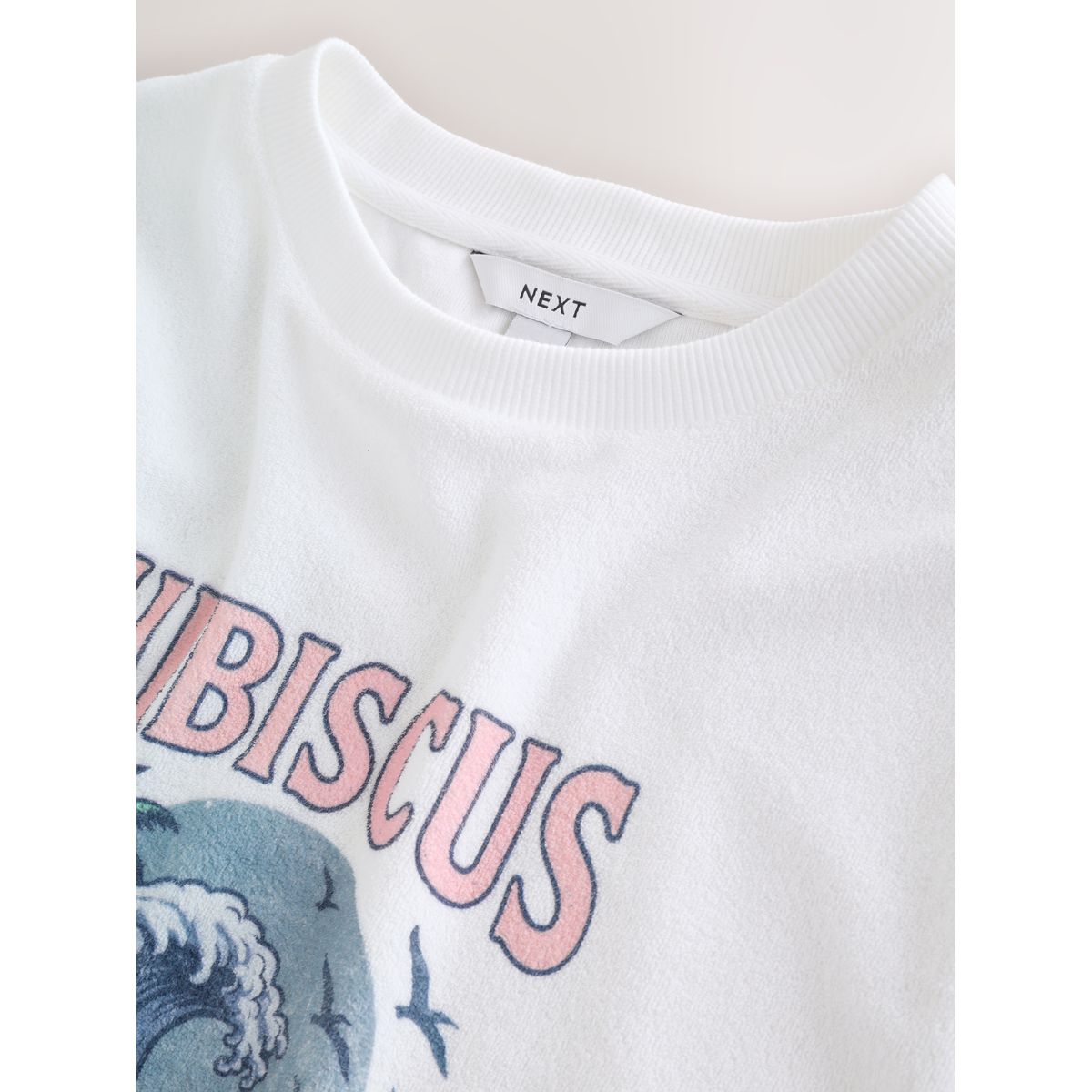 T-shirt à motif vague en tissu éponge blanc, NEXT