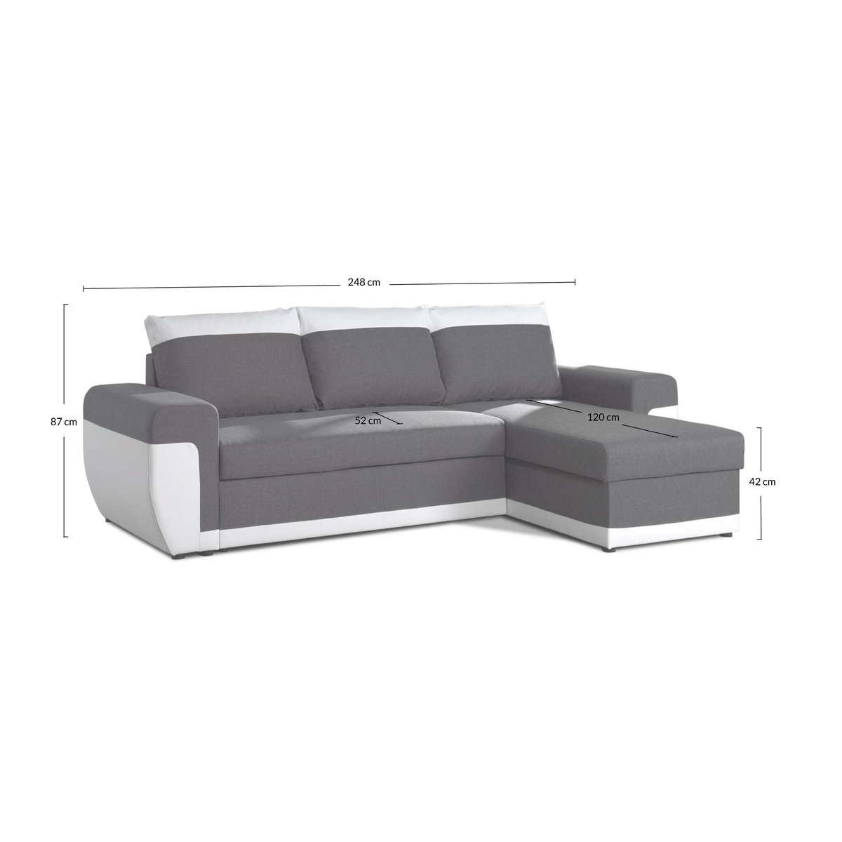 Canapé d'Angle réversible 4 places - MILAN blanc / gris, BEST MOBILIER