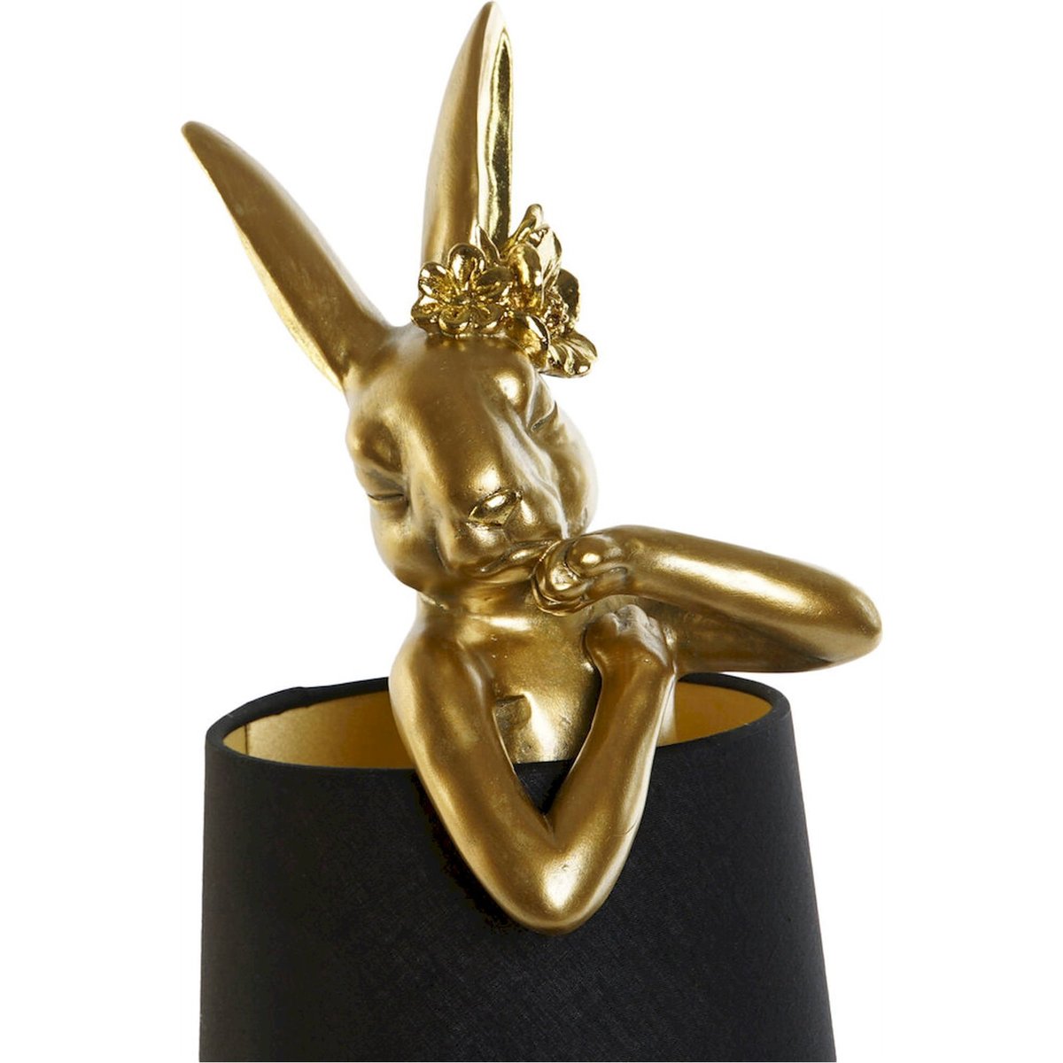 Lampe de table lapin, MODERNO doré avec abat jour noir, RECOLLECTION
