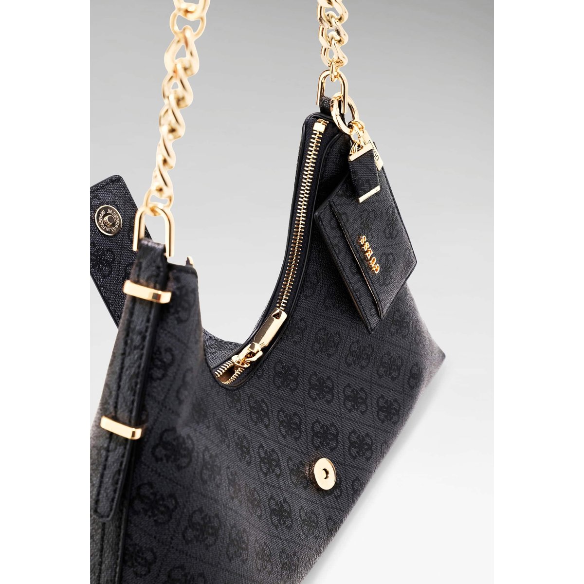 Sac Hobo Logo Yvonne gris, GUESS