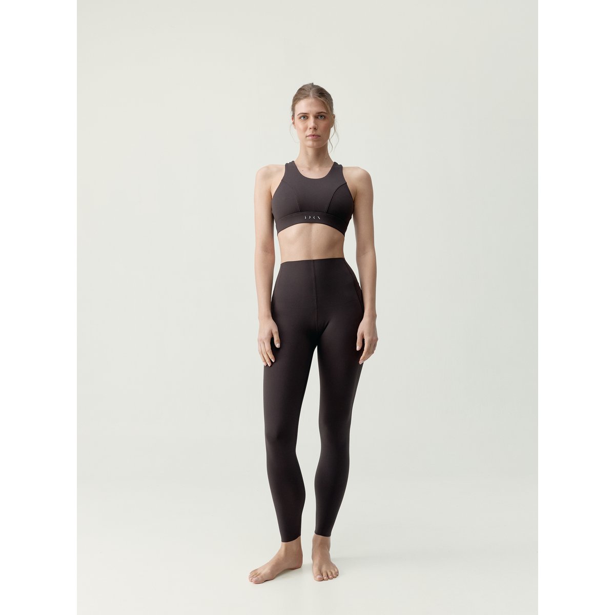Legging de sport femme Coreskin Taille extra haute effet gainant marron chocolat, BORN