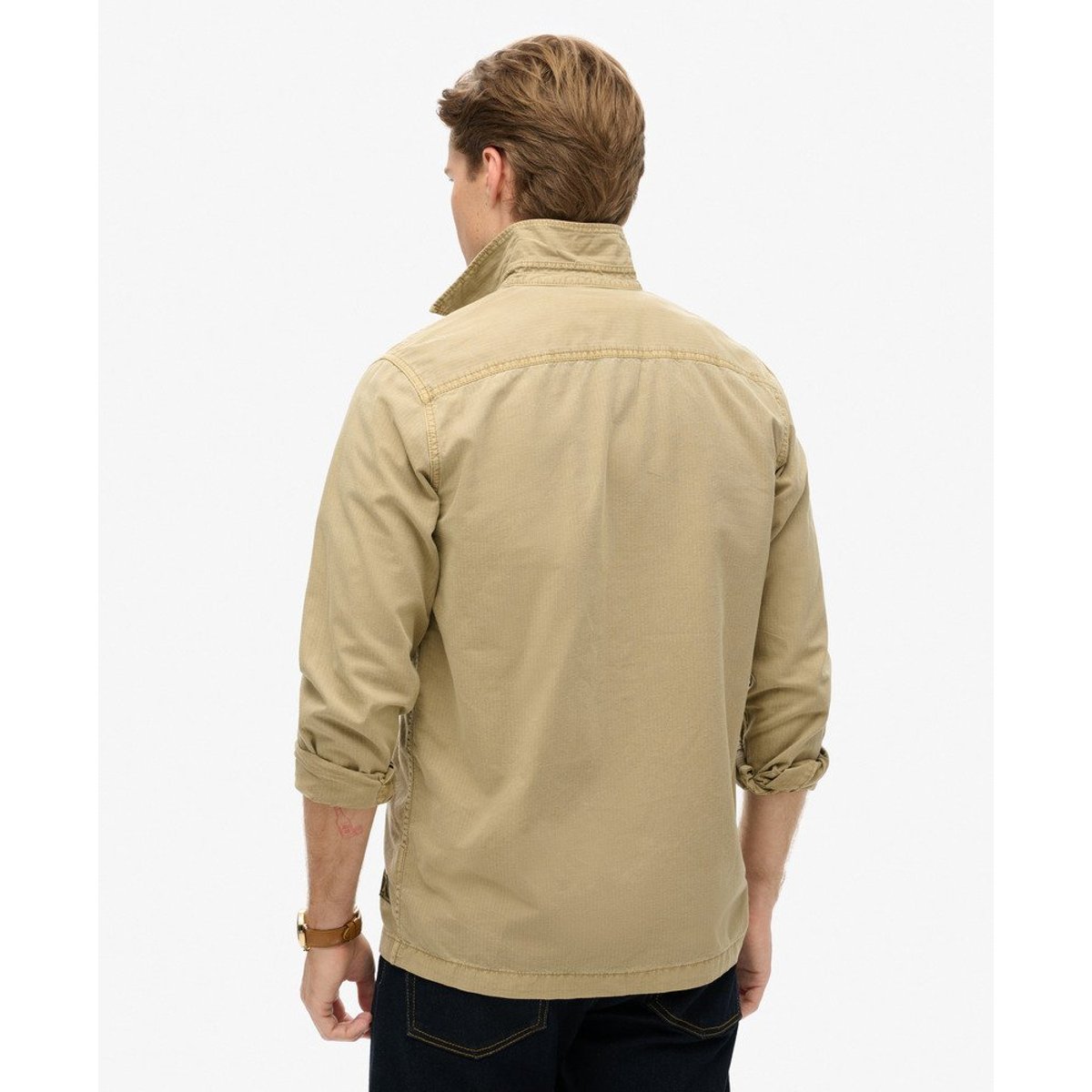 Surchemise Militaire à Manches Longues marron sable du canyon, SUPERDRY