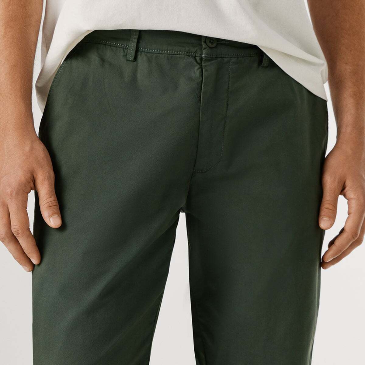 Pantalon Chino Coupe Slim vert olive, PEPE JEANS
