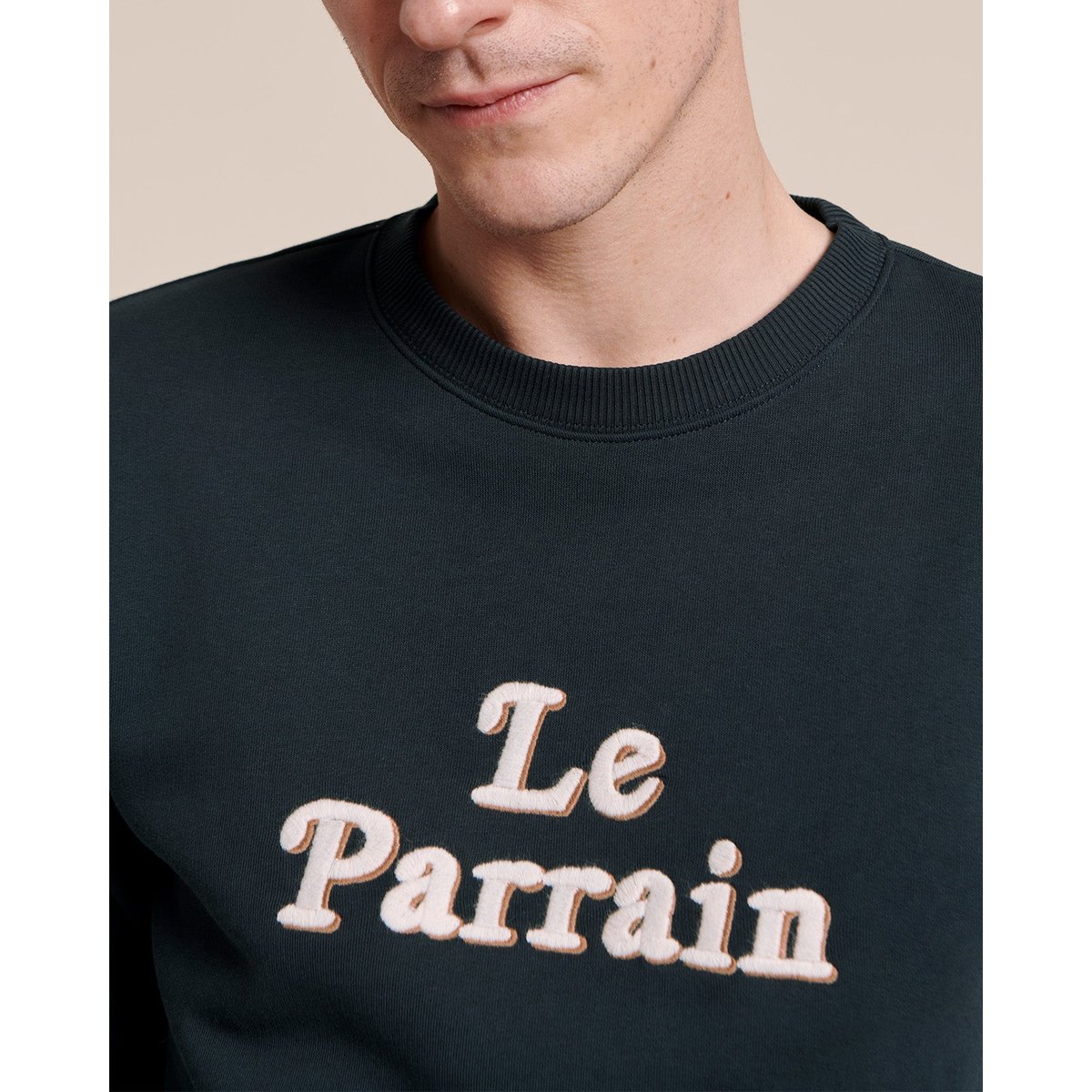 Sweat brodé en coton bio, PARRAIN X MARRAINE bleu - charbon, EMOI EMOI
