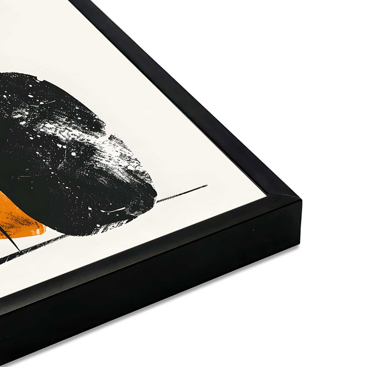 Affiche encadrée végétal abstrait ocre affiche + cadre en métal - noir, HEXOA