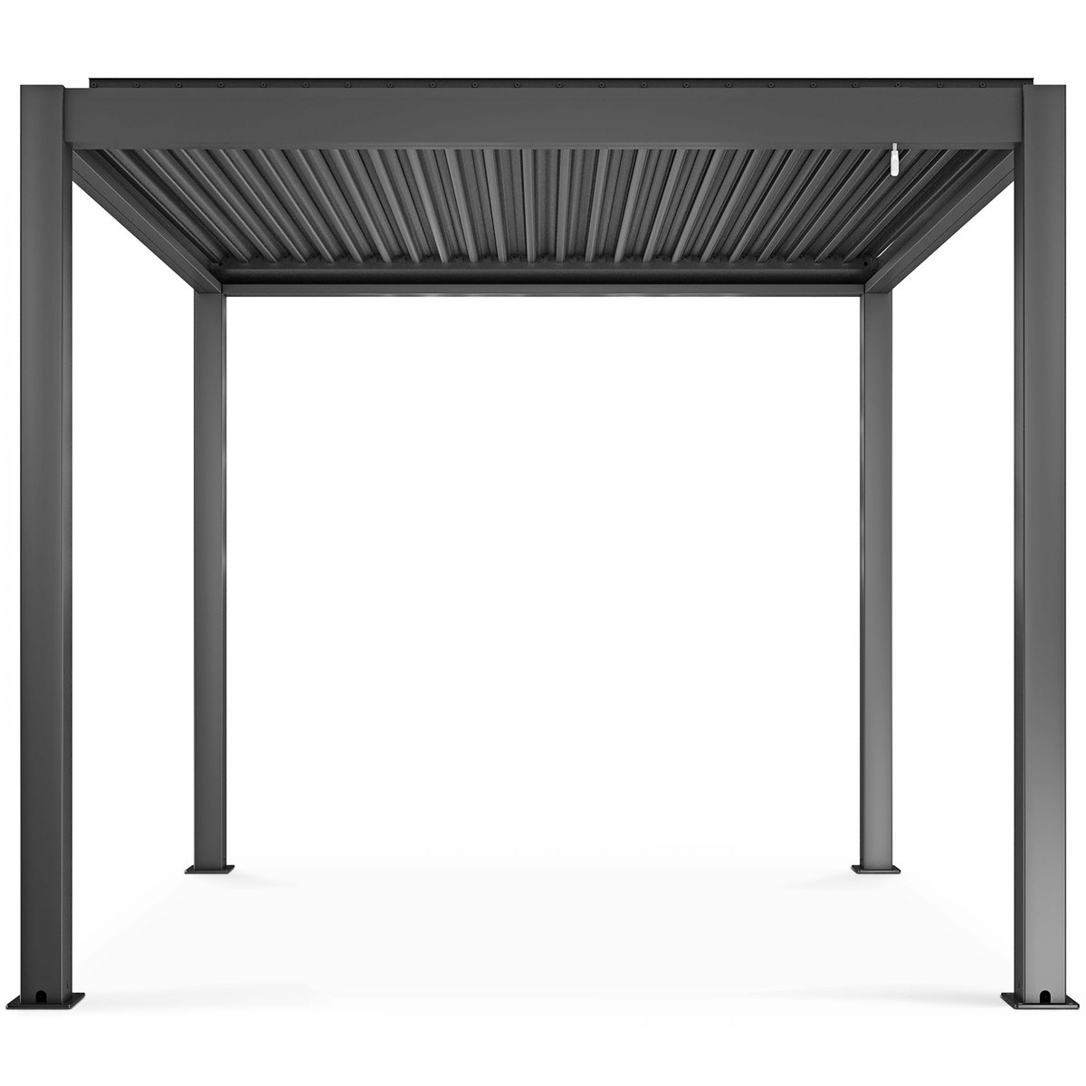 Pergola bioclimatique autoportée gris 3 x 3 x 2.57 m gris, OVIALA