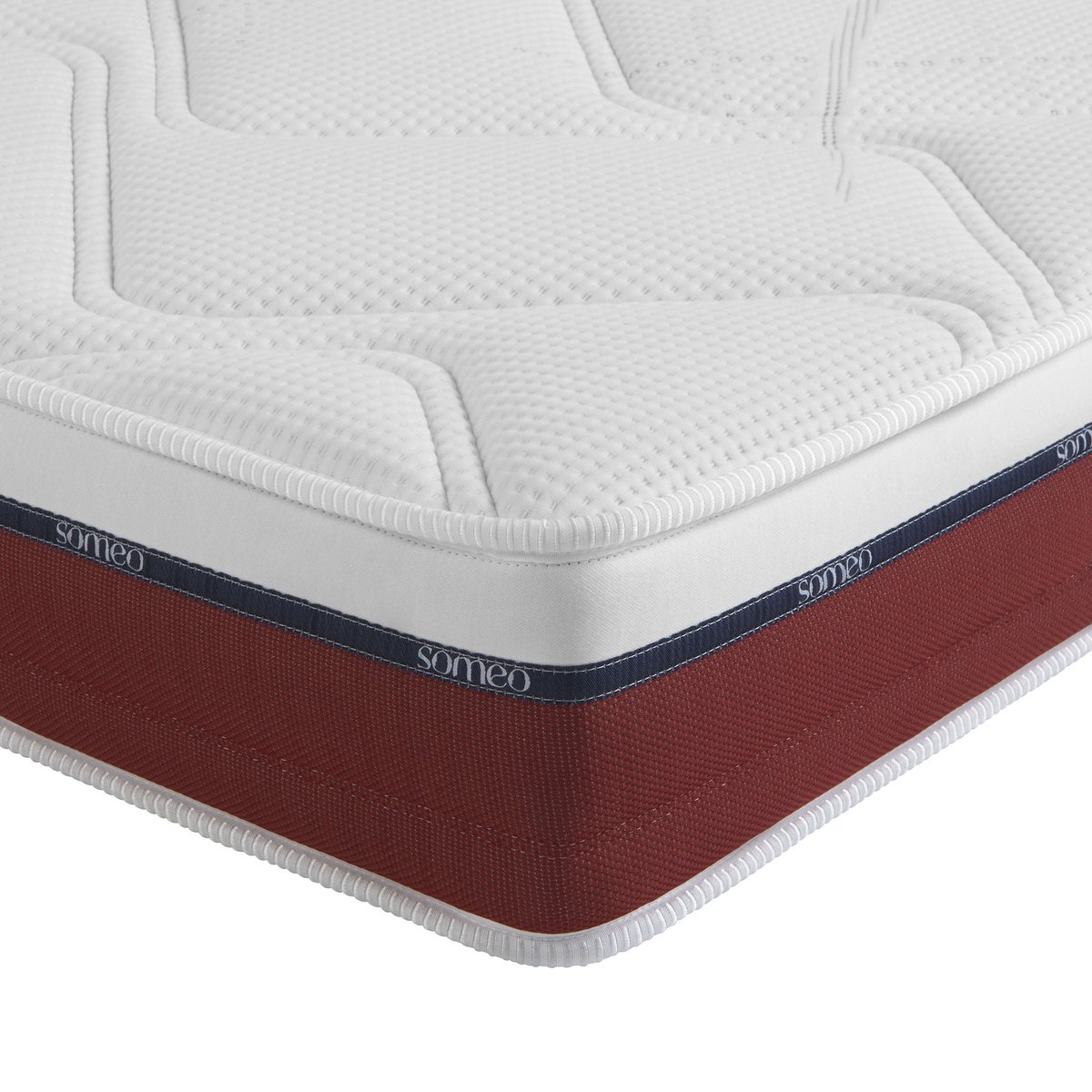 Ensemble matelas 100% latex, sommier, pieds et tête de lit Crépuscule 600 blanc, SOMEO