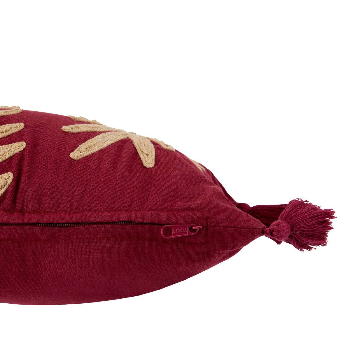 Coussin déhoussable en velours brodé YUCATAN violet, ATMOSPHERA