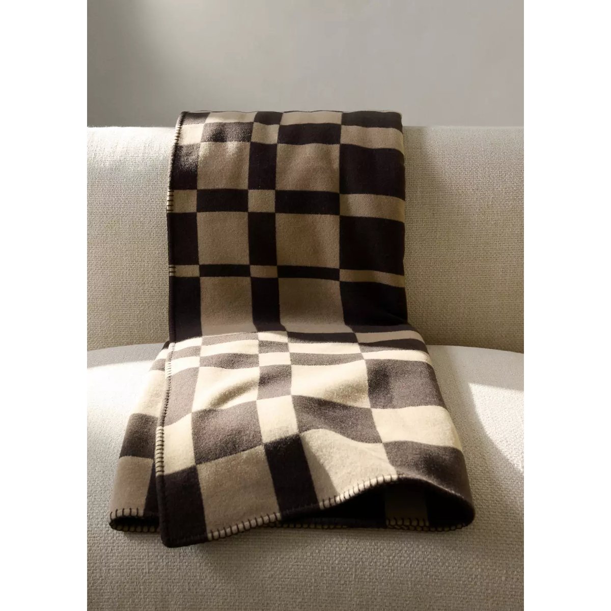 Couverture laine à carreaux marron, MANGO HOME