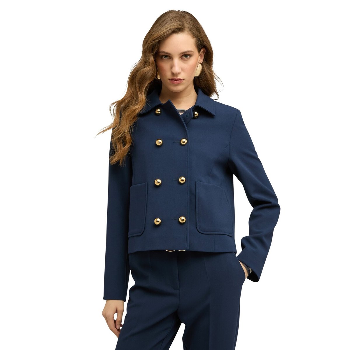 Veste croisée avec poches plaquées bleu, MOTIVI