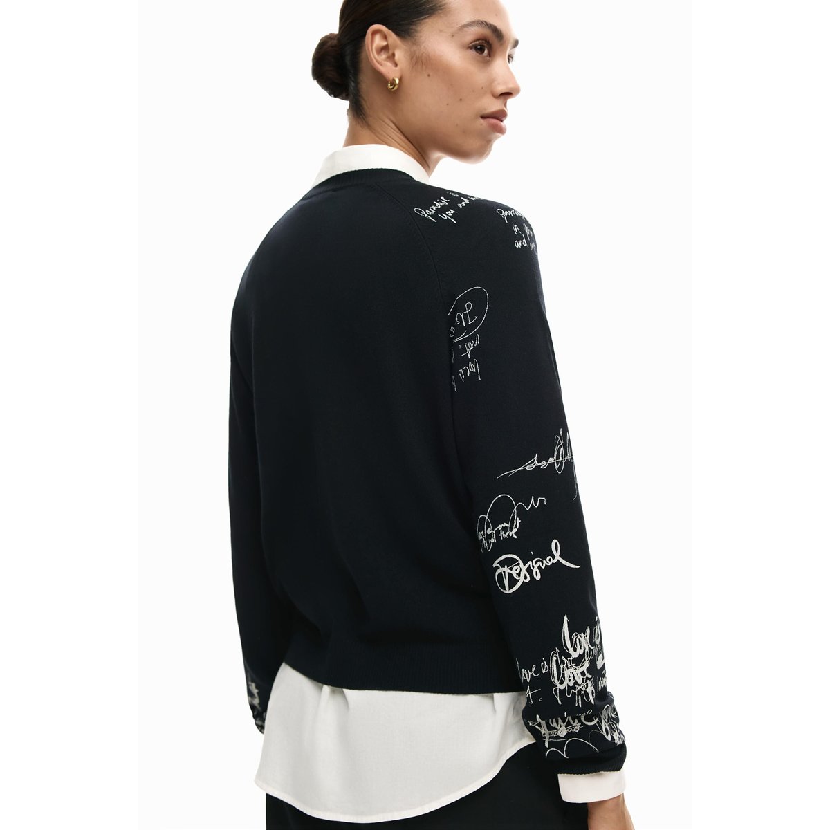 Pull fin à lettrage noir, DESIGUAL