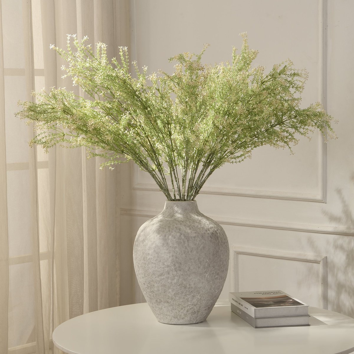 Feuillage avec petites fleurs artificielles H92 LES ESSENTIELS blanc, SIA