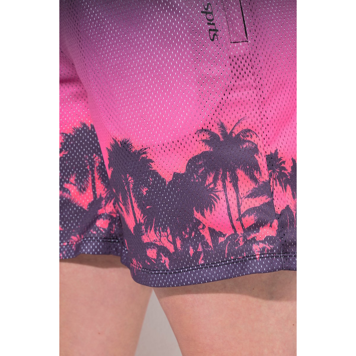 Short technique en mesh. Imprimé palmiers. noir, ULLA POPKEN