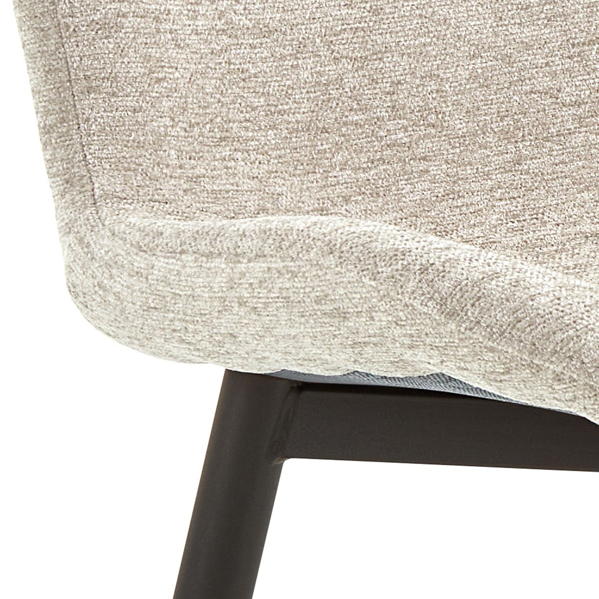 Lot de 2 chaises de salle à manger en tissu et acier ESRA beige, TOILINUX