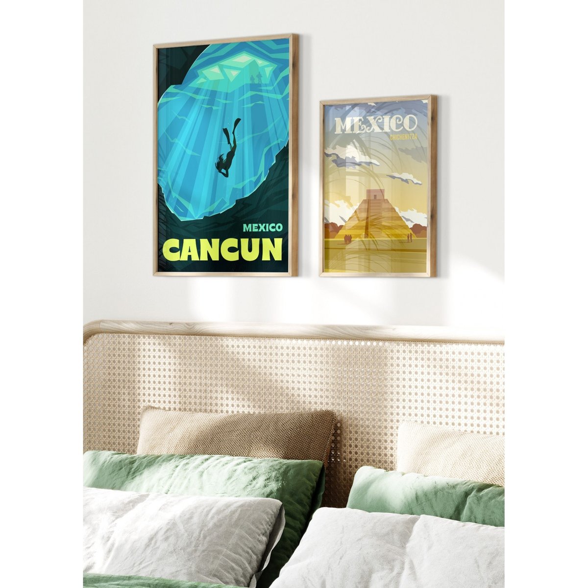 Affiche ville Cancún blanc, L'AFFICHERIE