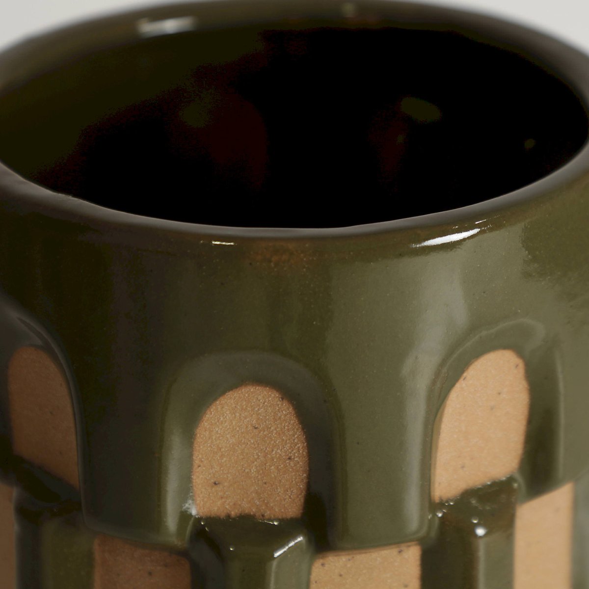 Vase collection ziggy en céramique vert et beige, RECOLLECTION