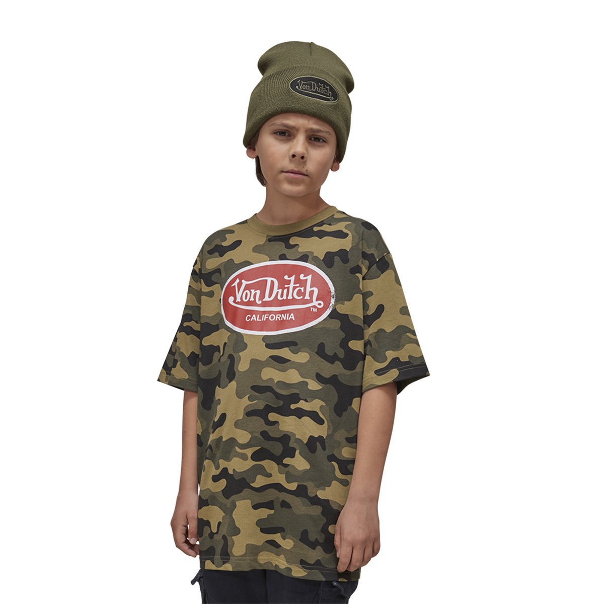 Tee Shirt en coton Relax vert/rouge/blanc, VON DUTCH
