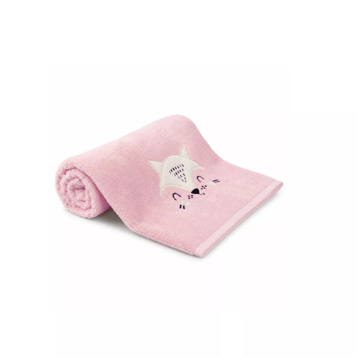 Serviette eponge pur coton PETITE RENARDE rose, GARNIER THIEBAUT