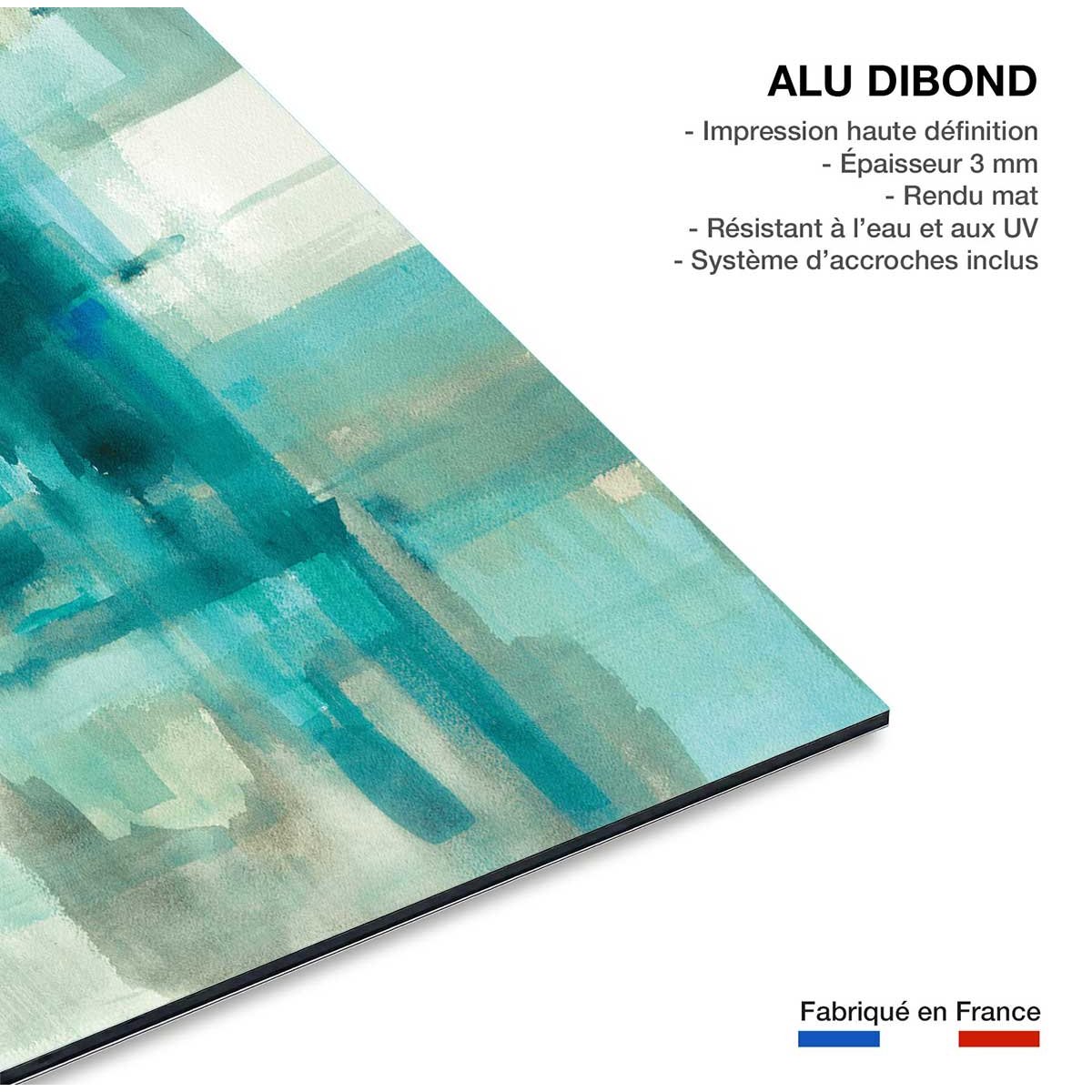 Tableau abstrait Liquide bleu tableau alu dibond, HEXOA