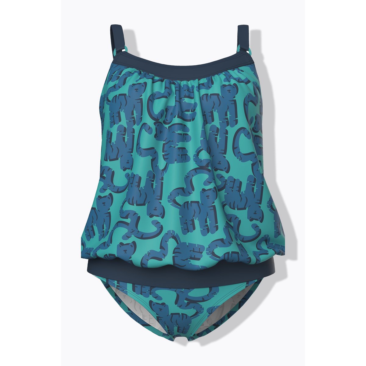 Tankini avec bonnets souples, motif chats vert caraïbes clair, ULLA POPKEN