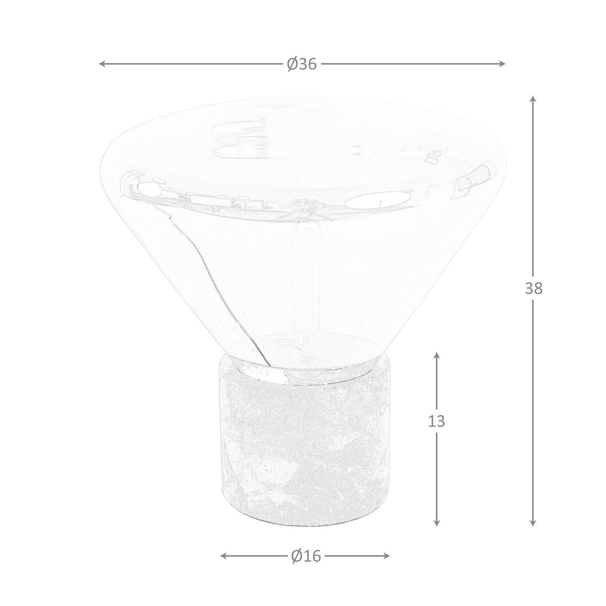 Lampe de table en verre effet miroir fumé et marbre céramique marron | noir, ANGEL CERDA