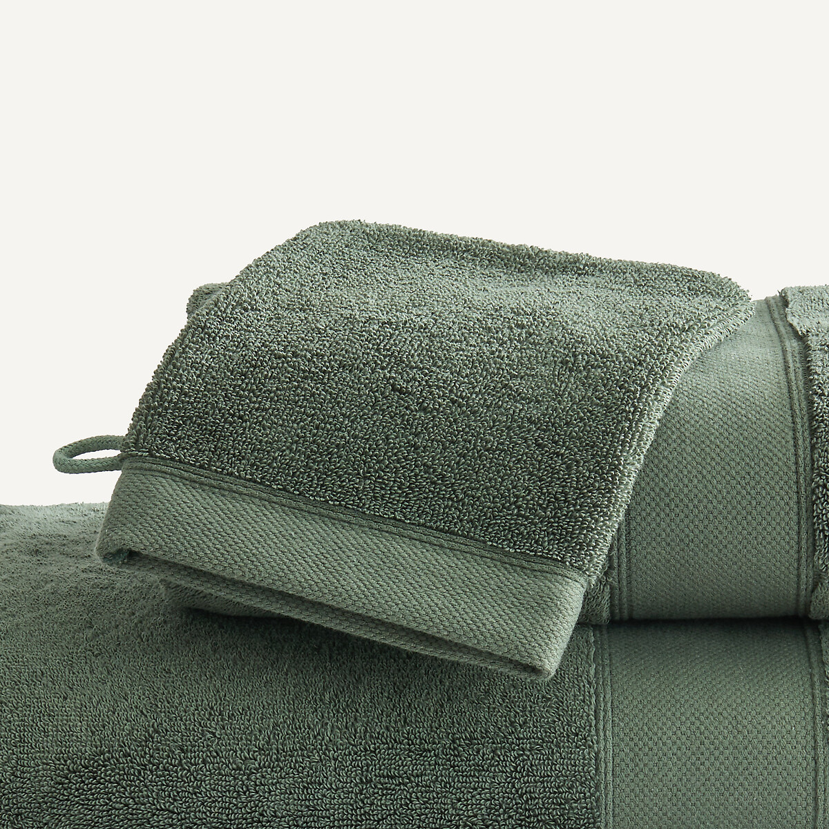 Lot de 2 gants de toilette 700 g/m², LEON vert cyprès, AM.PM