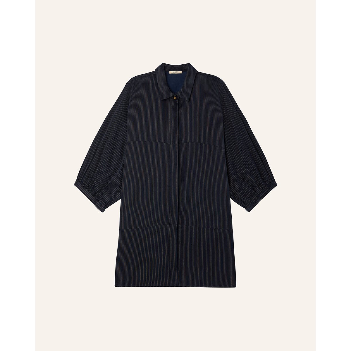 Courtney Striped 3/4 Length Sleeve Mini Shirt Dress navy, SESSUN