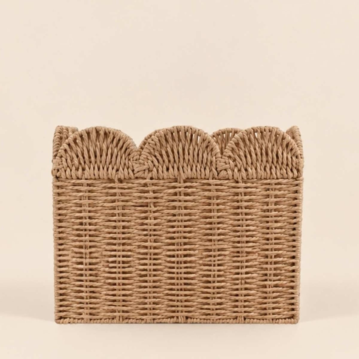 Set de 3 paniers carrés en corde de papier festonné naturel, ORNAMI