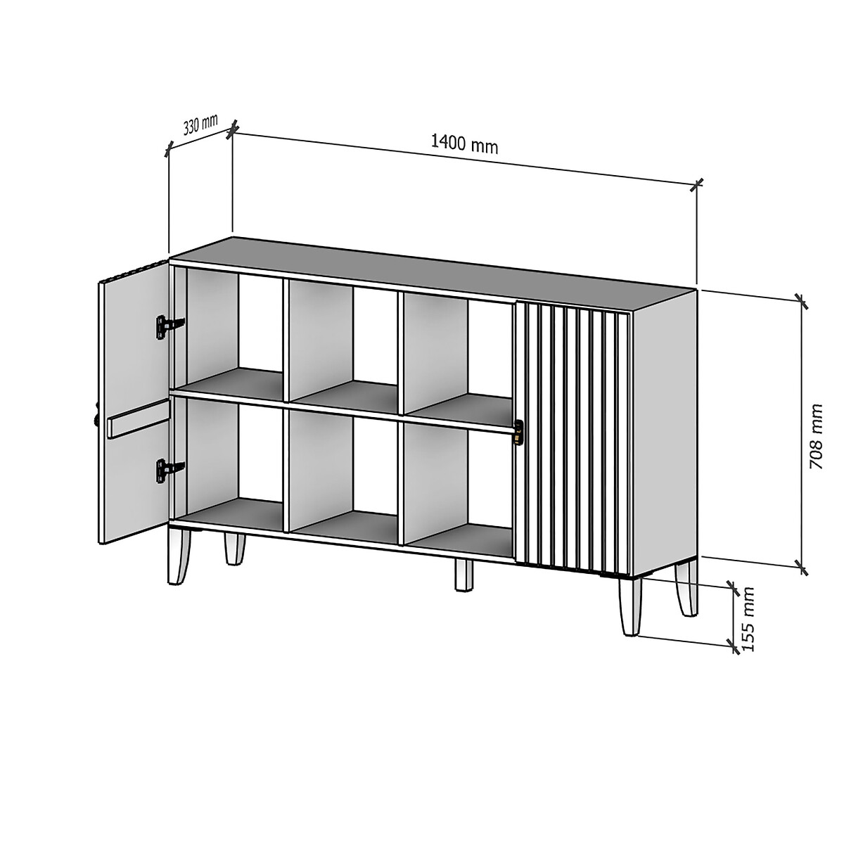 Buffet Gaspard 4X2 bois clair, EUROPE & NATURE