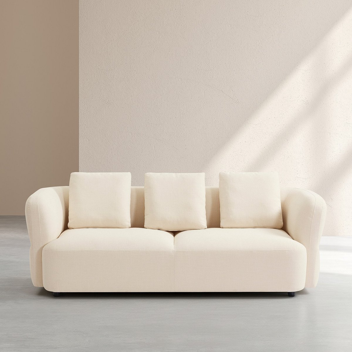 Canapé en tissu texturé MASIO crème, HABITAT