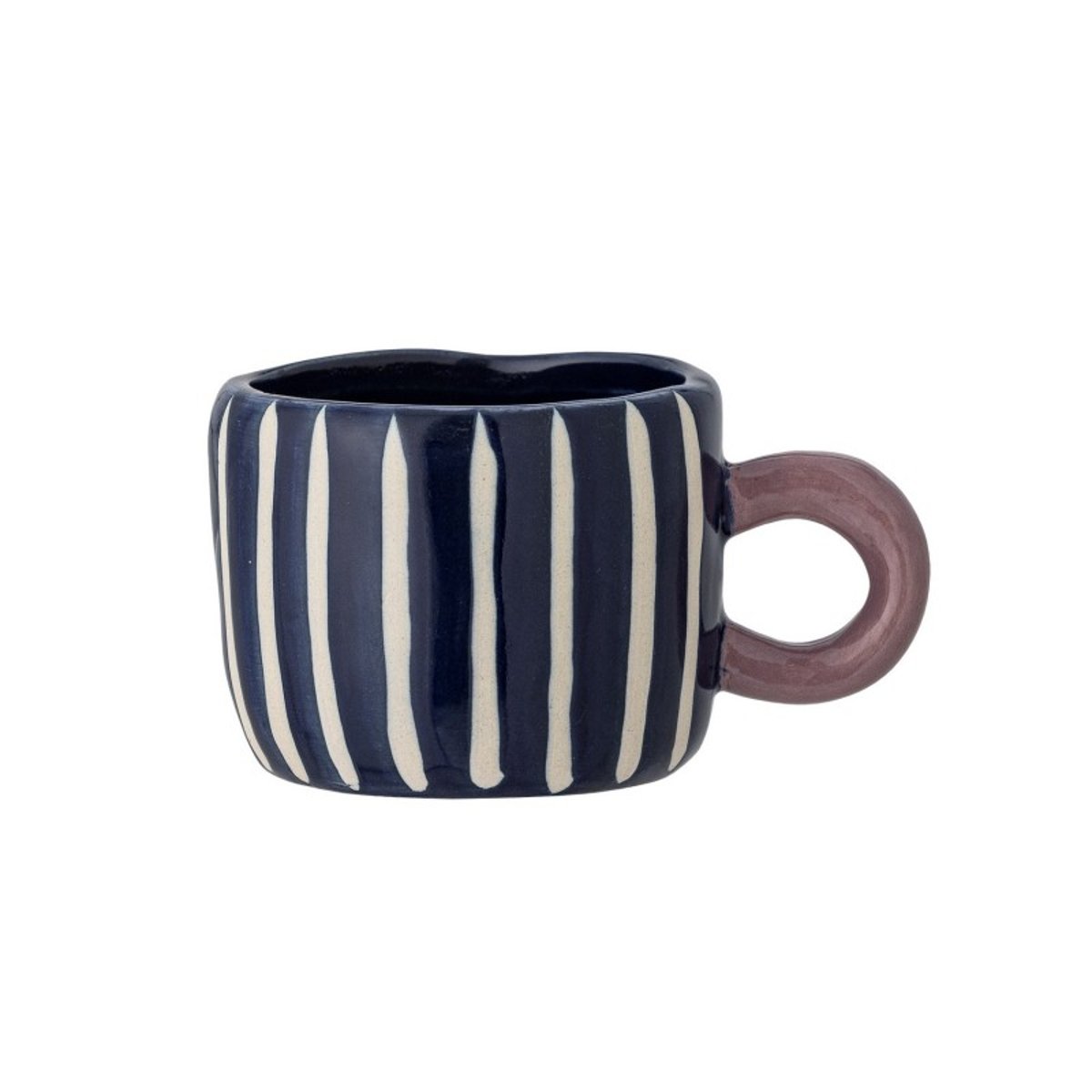 Petite tasse peinte grès rayé NINI bleu, BLOOMINGVILLE