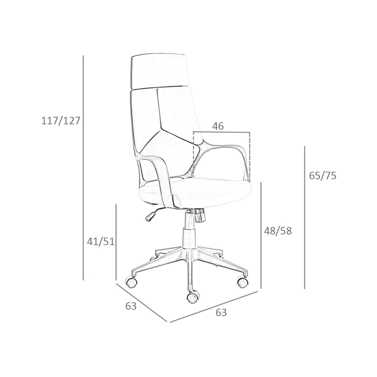 Fauteuil de bureau pivotante en tissu gris clair et pvc noir grey | black, ANGEL CERDA