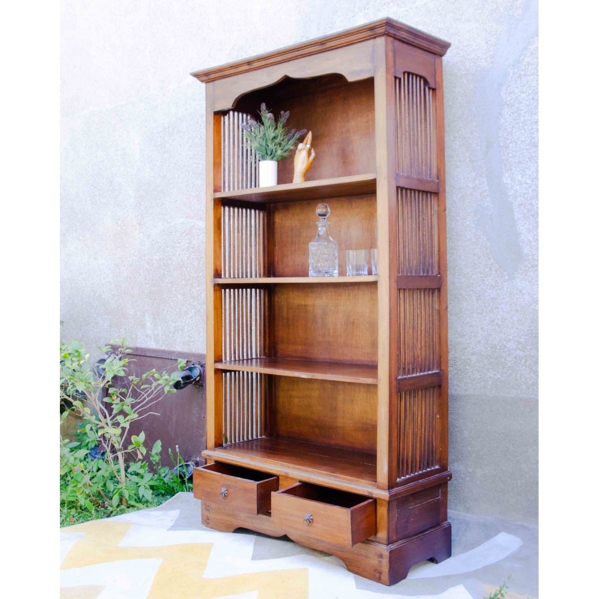 Bibliothèque en teck Madeleine N°742 - Bon état bois foncé, DEBONGOUT