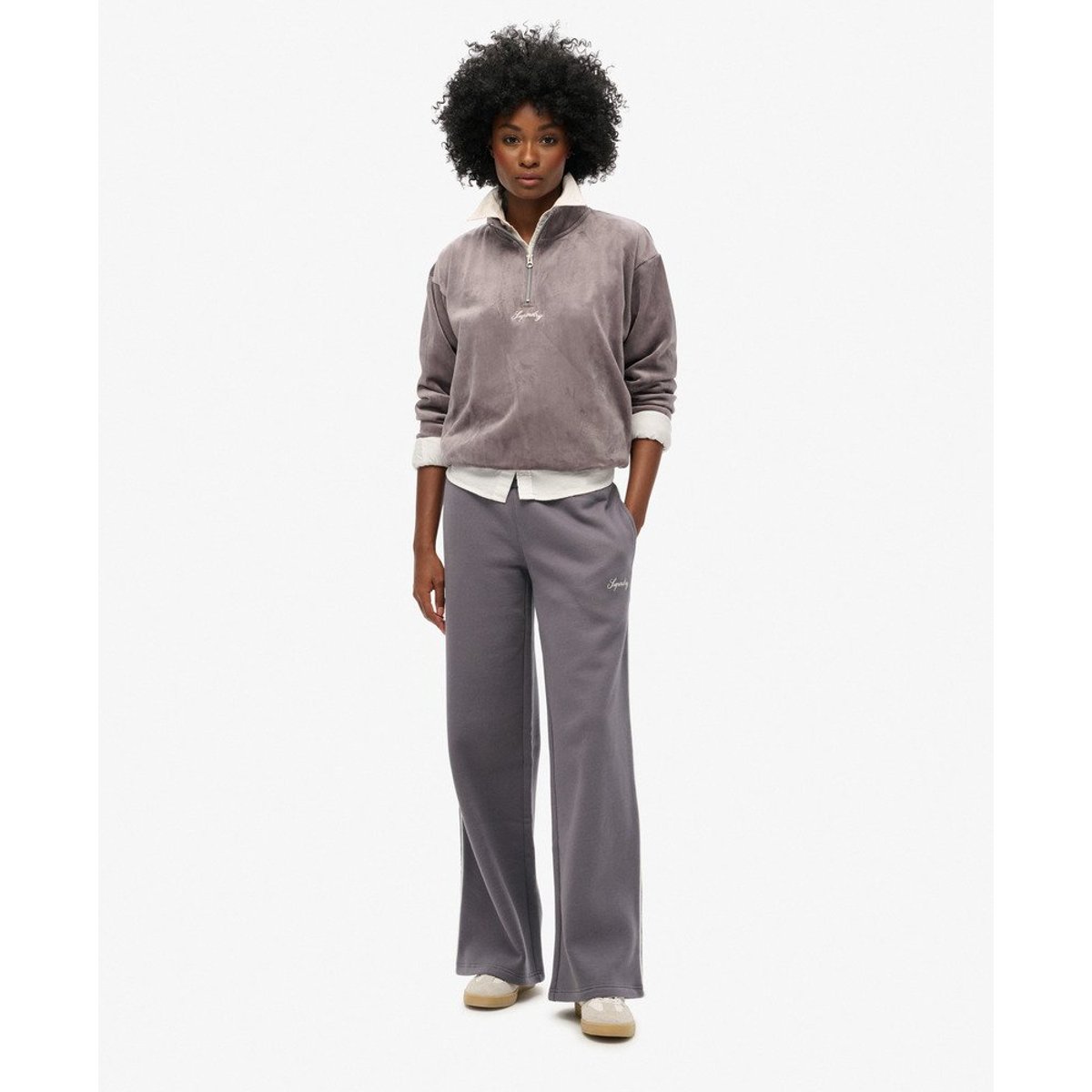 Pantalon de survêtement droit Country Club gris granite foncé, SUPERDRY