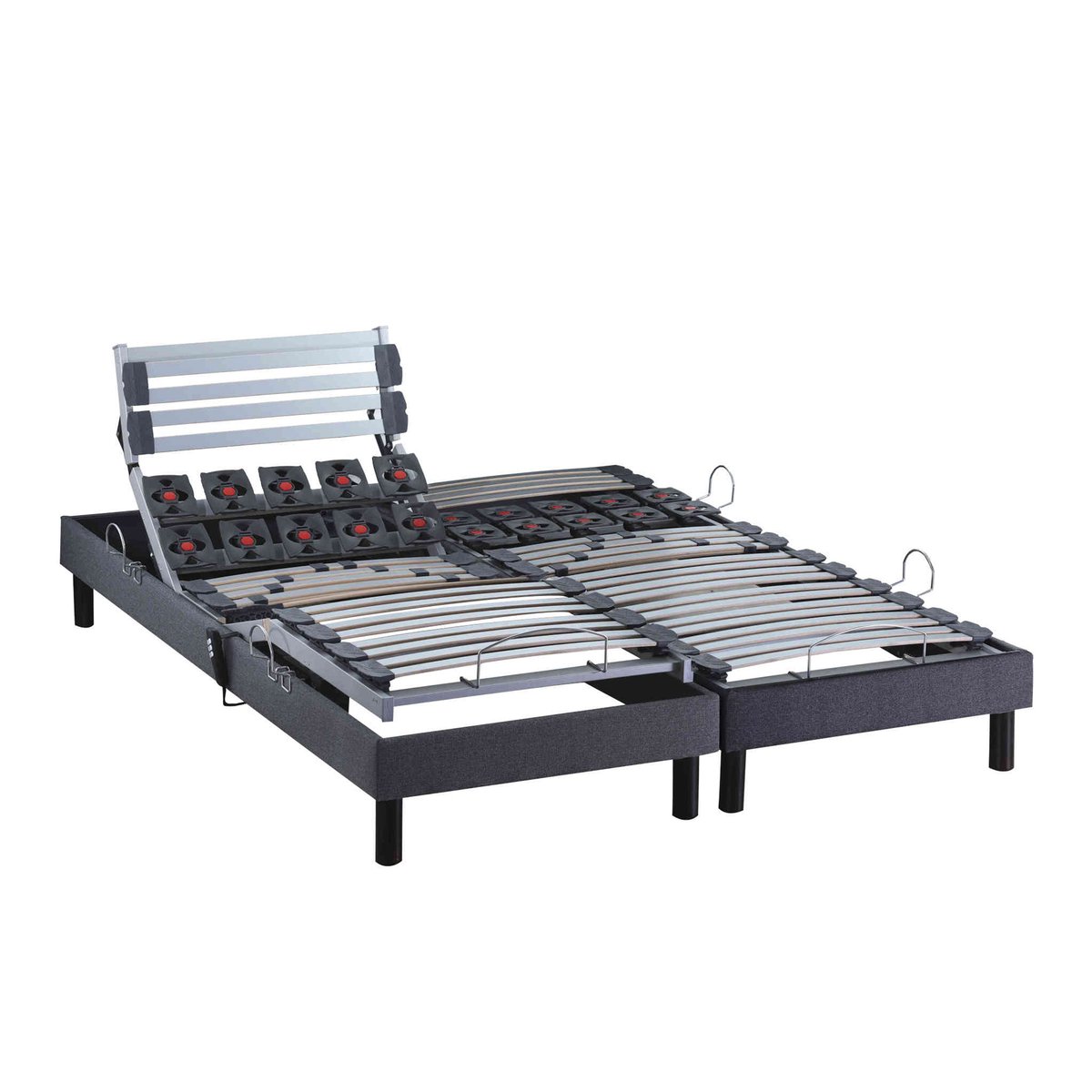 Sommier de relaxation électrique lattes + plots anthracite, SOMEO