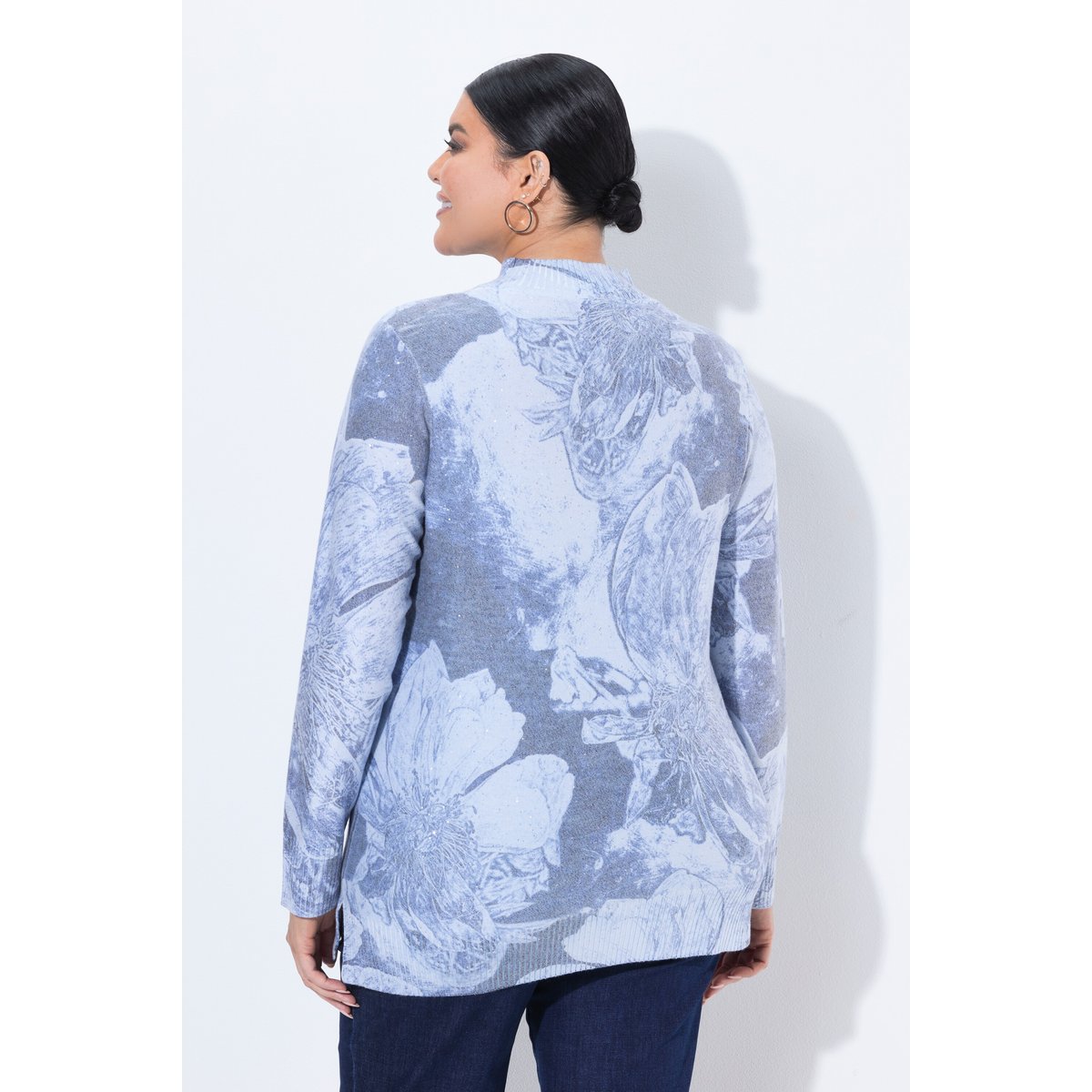 Pull à col montant et manches longues, strass marine foncé, ULLA POPKEN