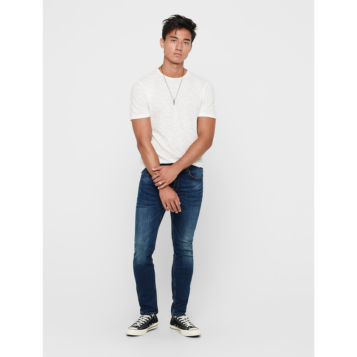 Jean droit stretch Weft bleu moyen, ONLY & SONS