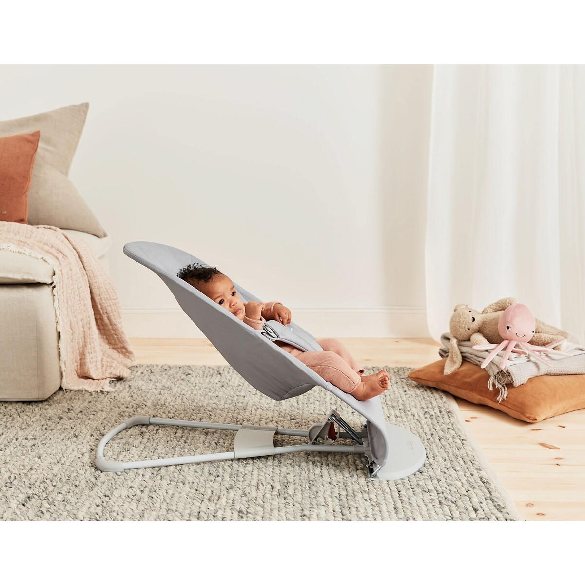 Transat bliss coton matelassage pétale gris clair, BABYBJORN