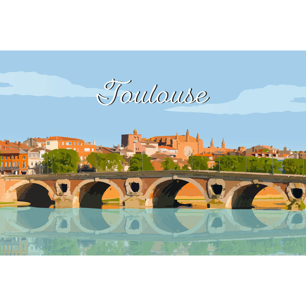 Tableau Mural Illustration Pont Neuf Toulouse ARCHITECTURE tableaux sur toile-multicolore, CEANOTHE