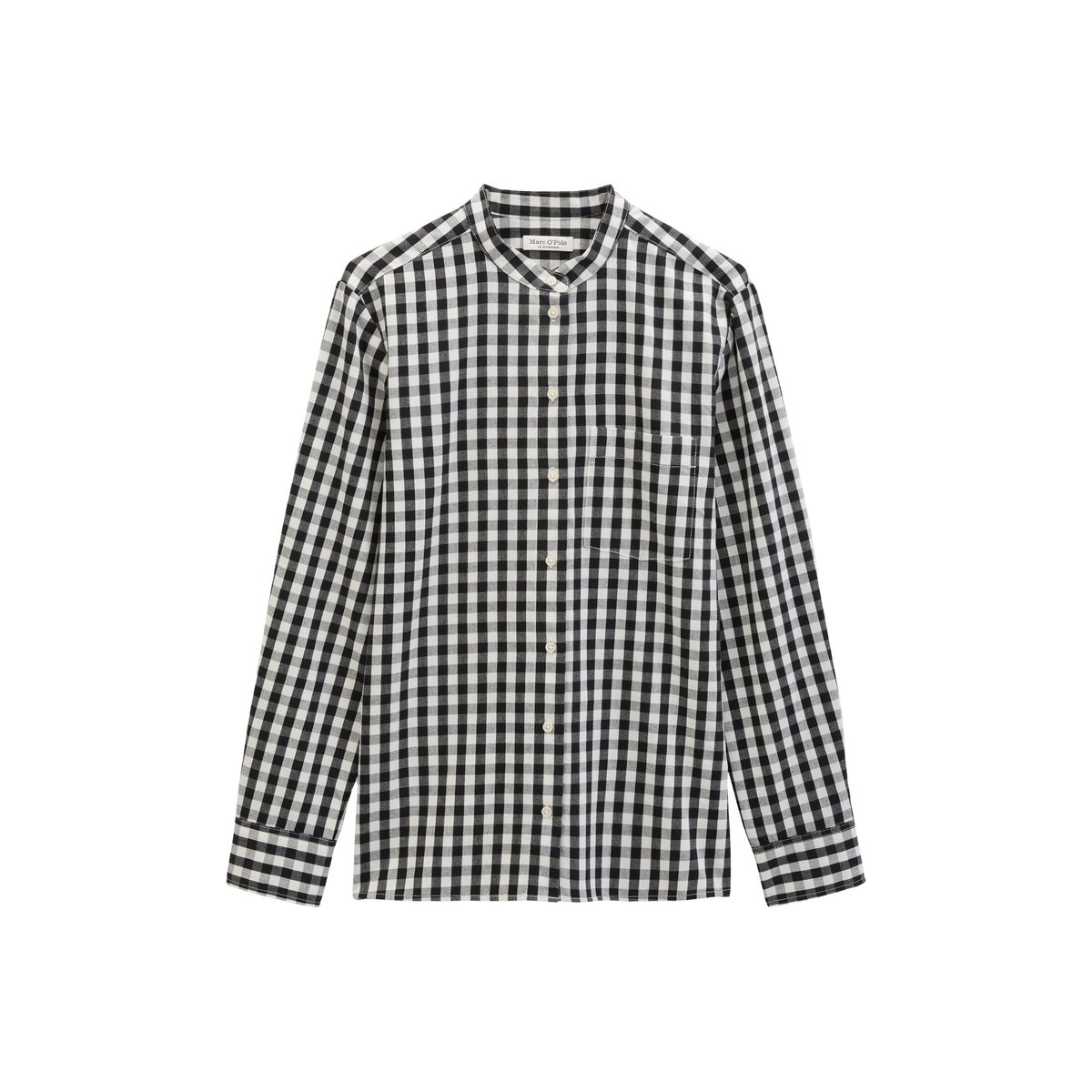 Chemisier à carreaux, coupe regular en flanelle de coton noir, MARC O'POLO