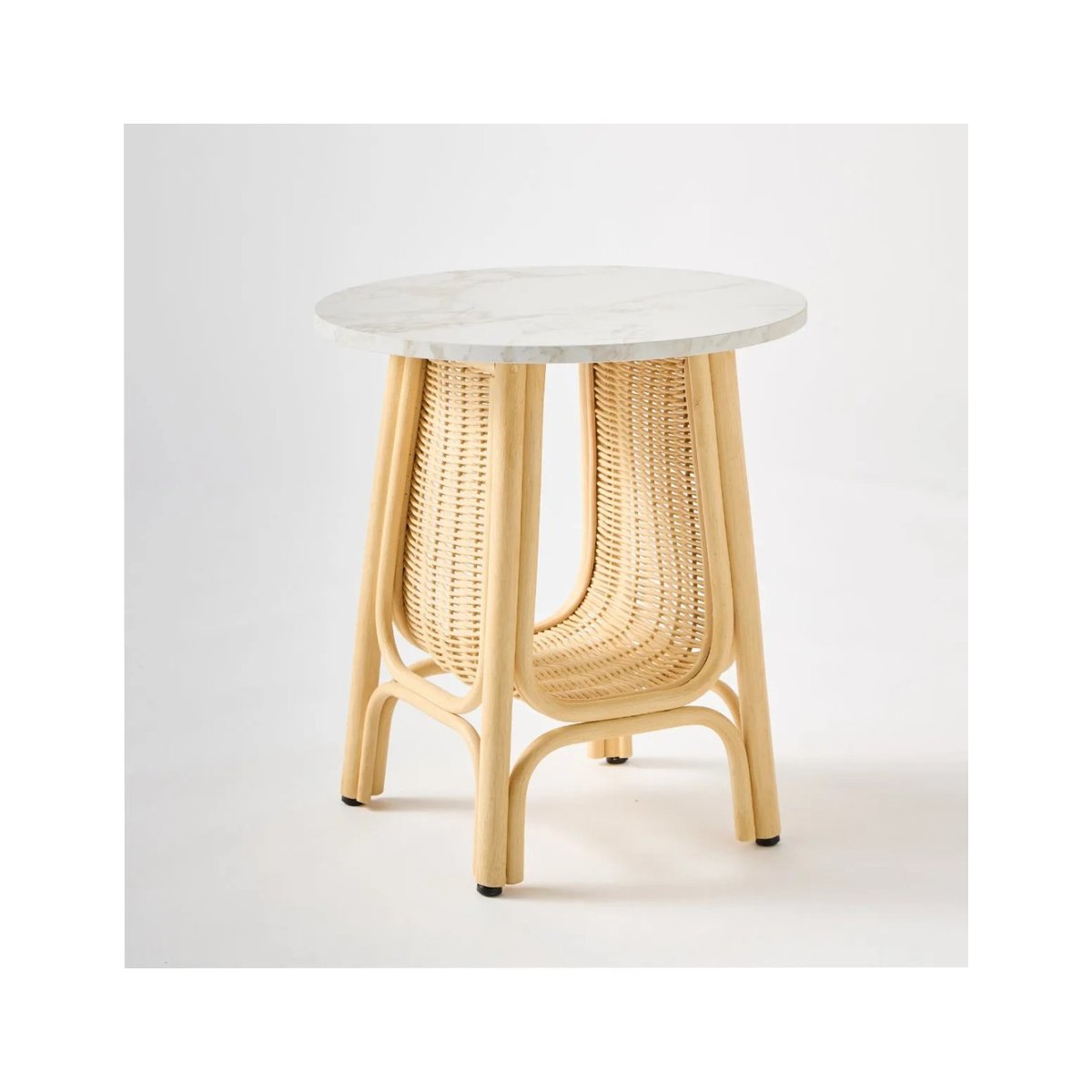 Table basse rotin CORRIDOR Dia 50 cm plateau blanc blanc, KOK
