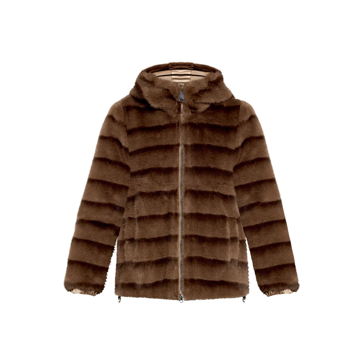 Veste en peluche à capuche taupe/marron, BETTY BARCLAY