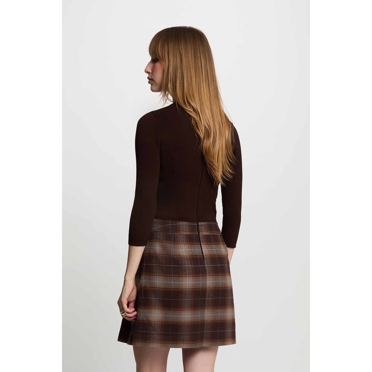 Robe courte col montant multicolore, MORGAN