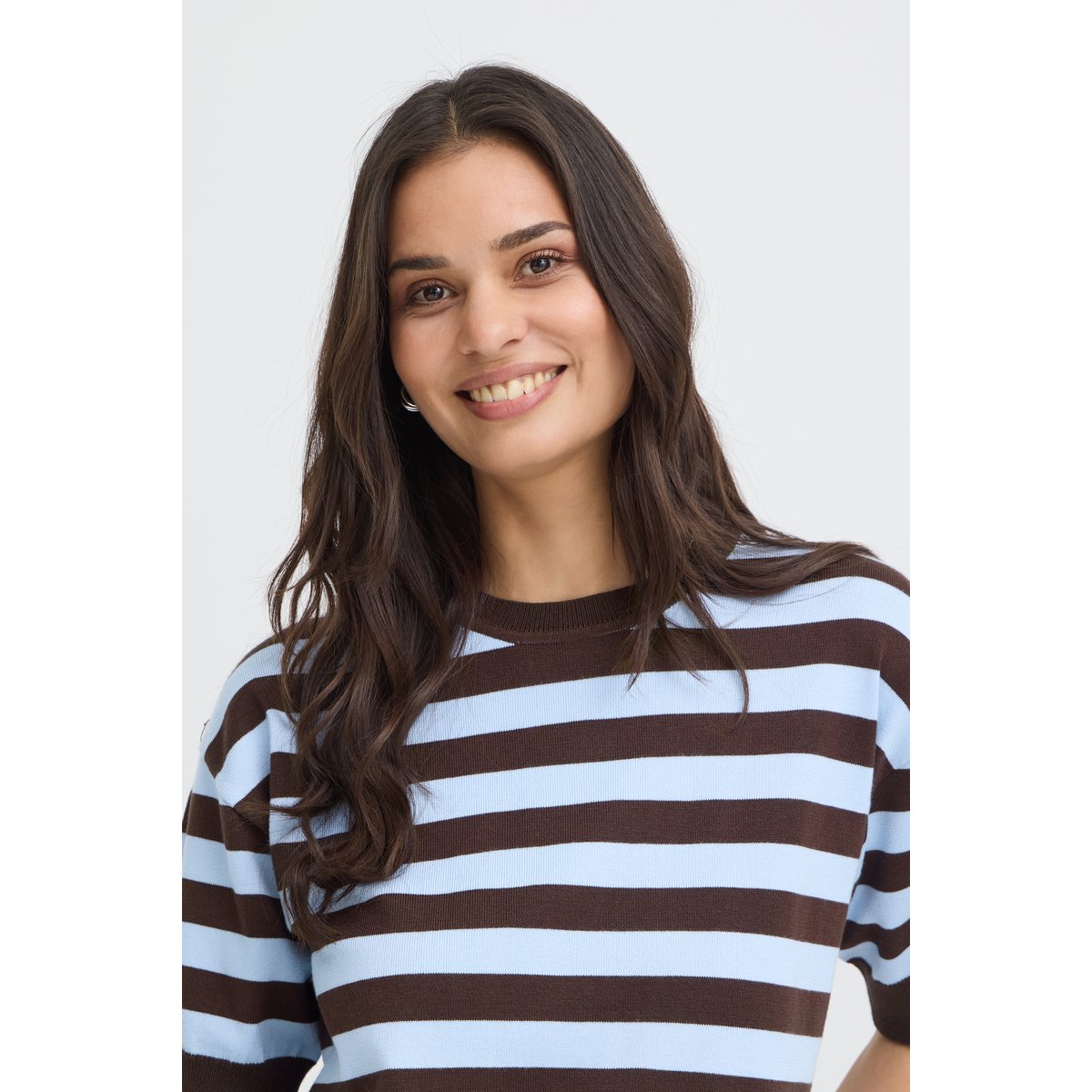 Manches à moitié marron java/chambray blue stripe, B.YOUNG