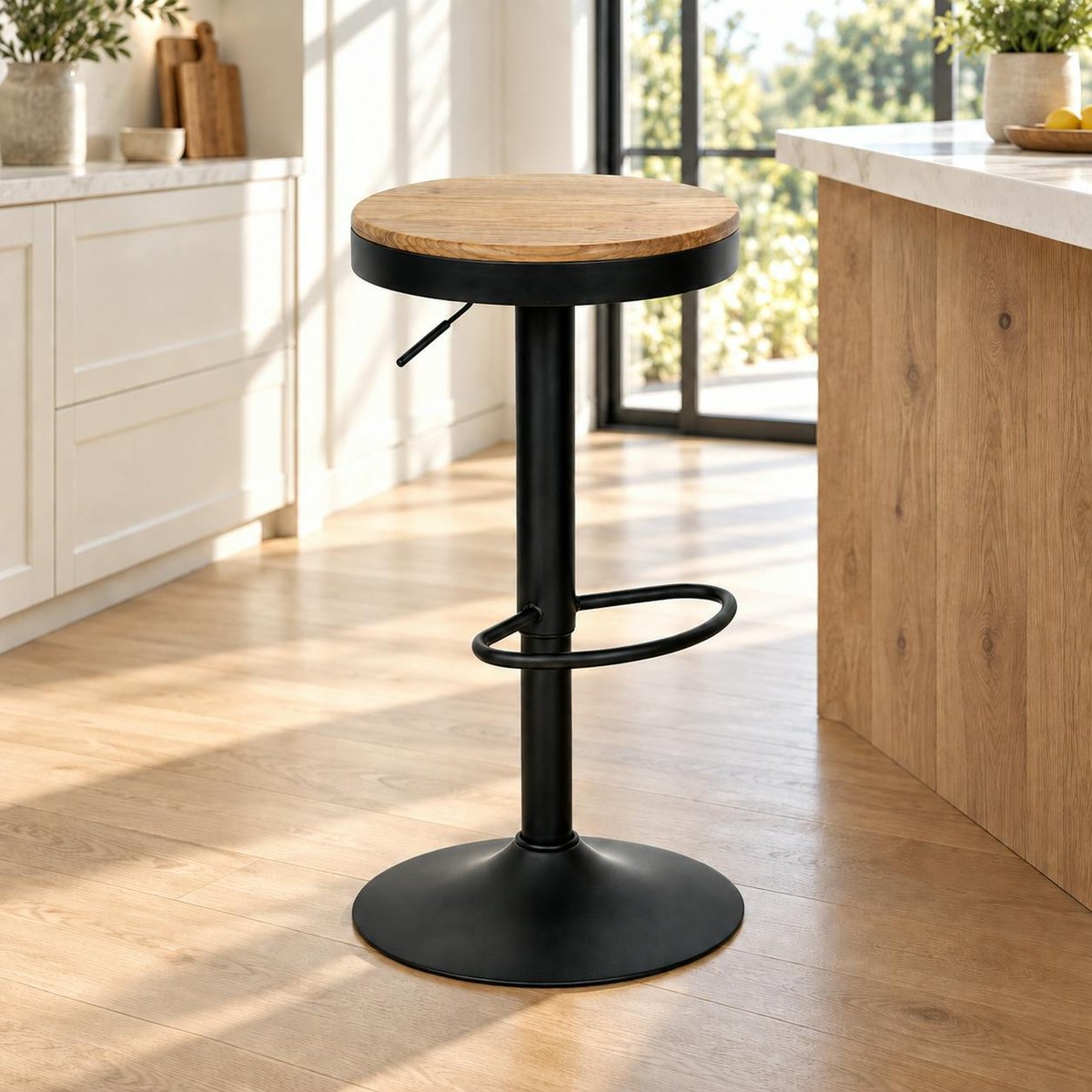 Tabouret de bar en métal réglable (lot de 2) LEEDS noir, PIER IMPORT